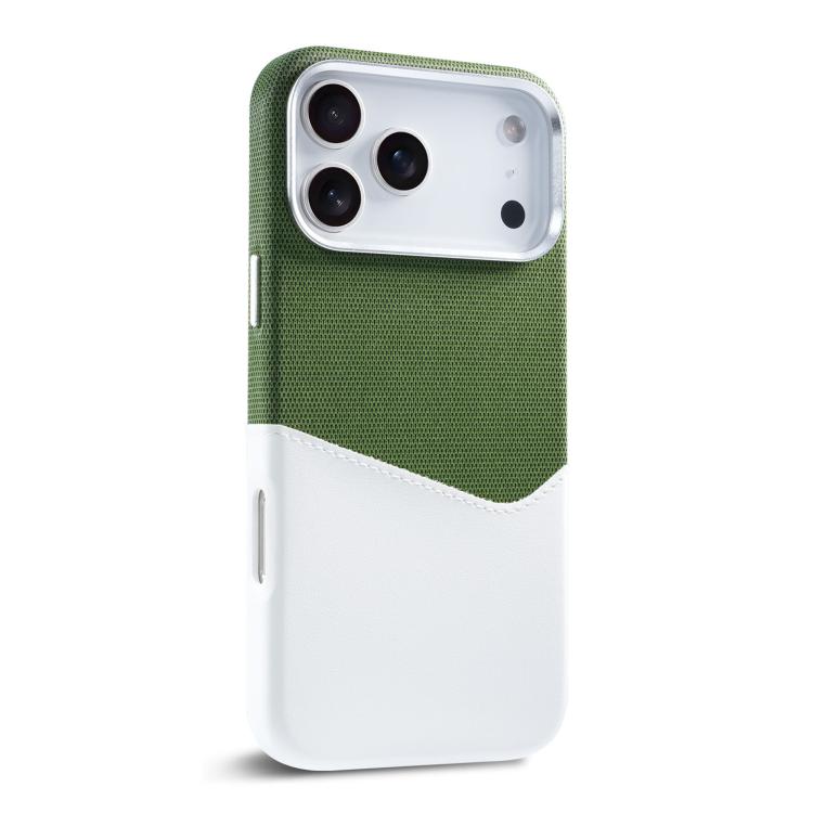For iPhone 17 Pro Kalebol Cloth Textue Stitching Card Slot Magnetic Phone Case(Green) by Kalebol