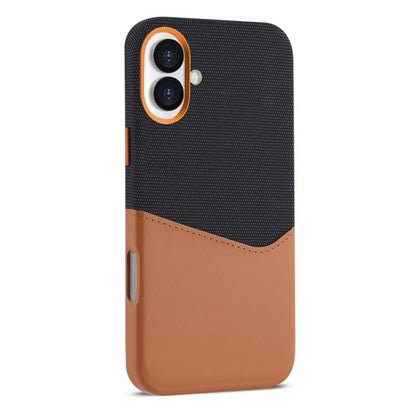 For iPhone 17 Kalebol Cloth Textue Stitching Card Slot Magnetic Phone Case(Brown) by Kalebol
