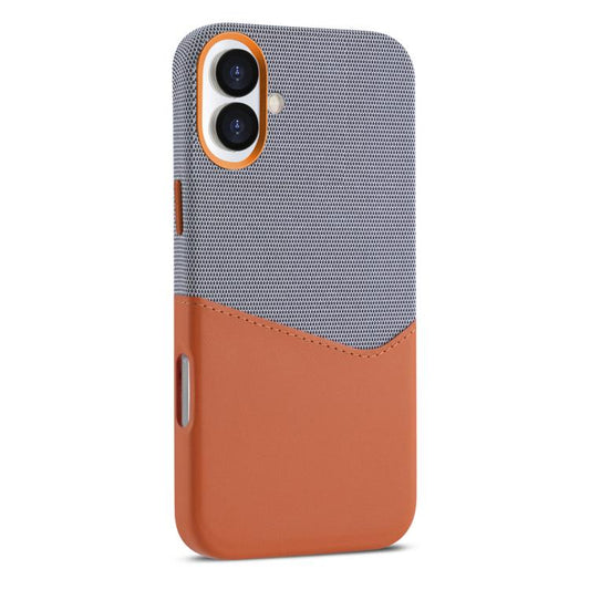 For iPhone 17 Kalebol Cloth Textue Stitching Card Slot Magnetic Phone Case(Orange) by Kalebol