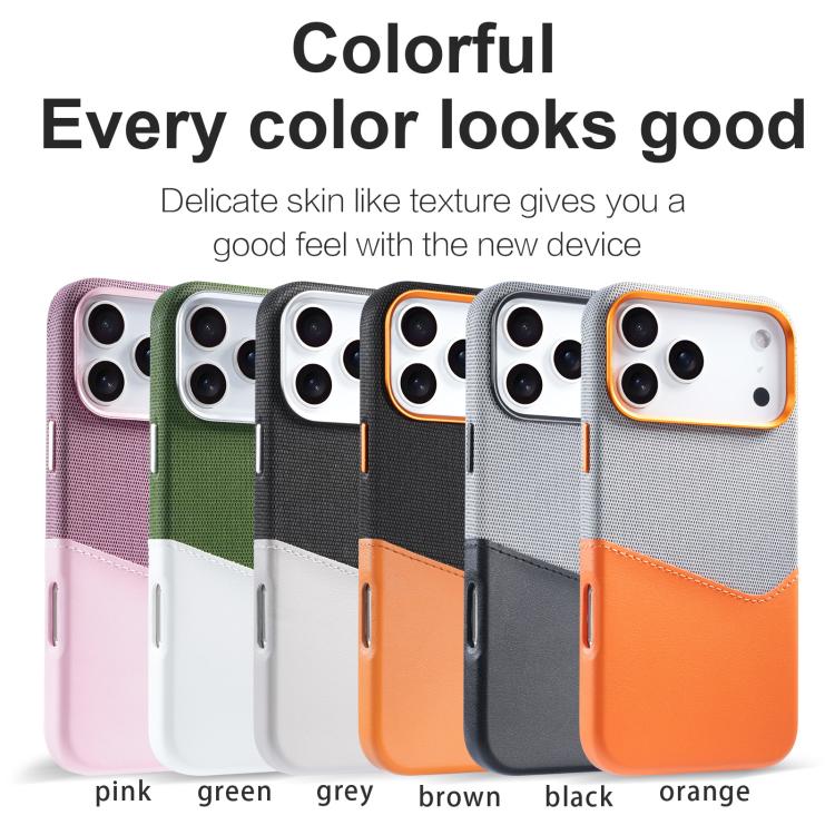 For iPhone 17 Kalebol Cloth Textue Stitching Card Slot Magnetic Phone Case(Orange) by Kalebol