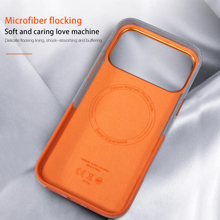 For iPhone 17 Kalebol Cloth Textue Stitching Card Slot Magnetic Phone Case(Orange) by Kalebol