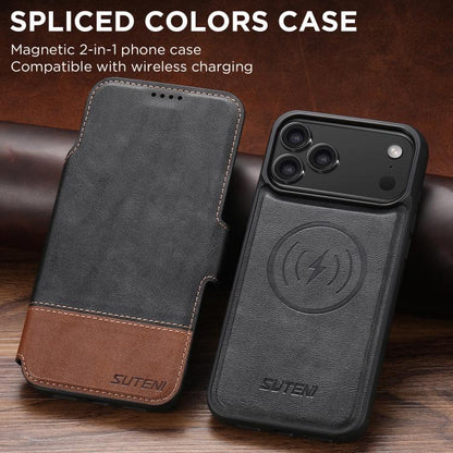 For iPhone 17 Pro Max Suteni Q06 2-in-1 Multi-function Detachable Wallet MagSafe Phone Case(Black) by Suteni
