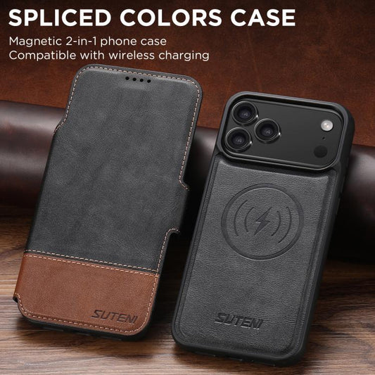 For iPhone 17 Pro Max Suteni Q06 2-in-1 Multi-function Detachable Wallet MagSafe Phone Case(Black) by Suteni