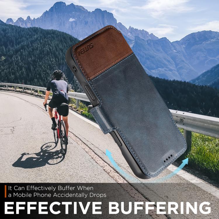 For iPhone 17 Pro Suteni Q06 2-in-1 Multi-function Detachable Wallet MagSafe Phone Case(Blue) by Suteni