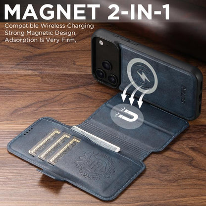 For iPhone 17 Pro Suteni Q06 2-in-1 Multi-function Detachable Wallet MagSafe Phone Case(Blue) by Suteni