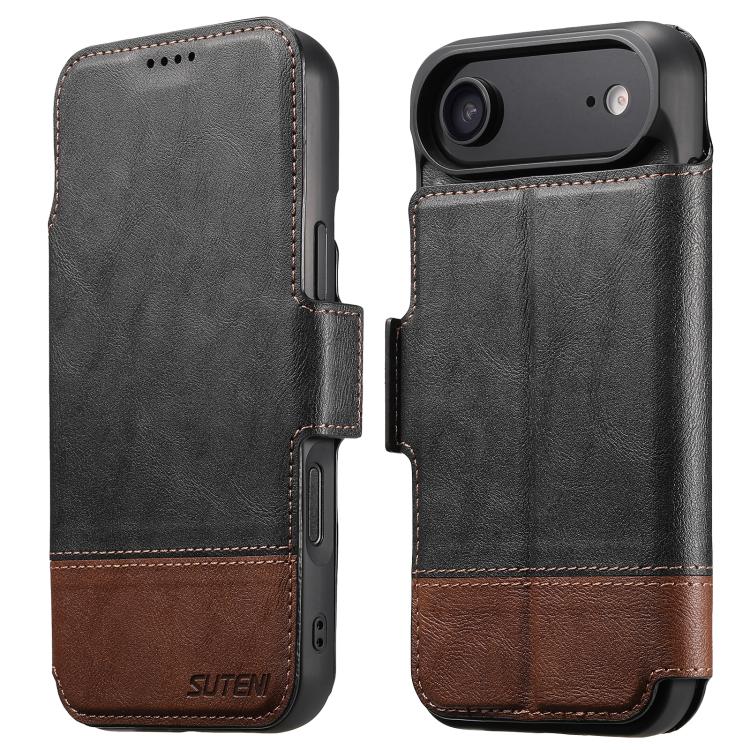 For iPhone Air Suteni Q06 2-in-1 Multi-function Detachable Wallet MagSafe Phone Case(Black) by Suteni