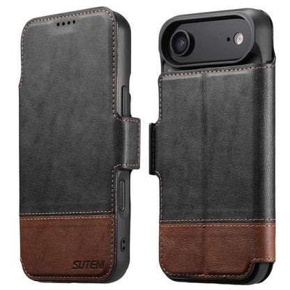 For iPhone Air Suteni Q06 2-in-1 Multi-function Detachable Wallet MagSafe Phone Case(Black) by Suteni