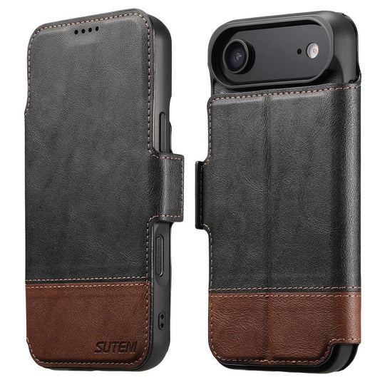 For iPhone Air Suteni Q06 2-in-1 Multi-function Detachable Wallet MagSafe Phone Case(Black) by Suteni