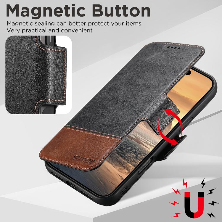 For iPhone Air Suteni Q06 2-in-1 Multi-function Detachable Wallet MagSafe Phone Case(Black) by Suteni