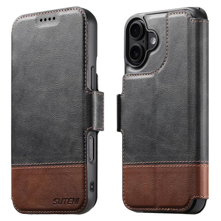 For iPhone 17 Suteni Q06 2-in-1 Multi-function Detachable Wallet MagSafe Phone Case(Black) by Suteni