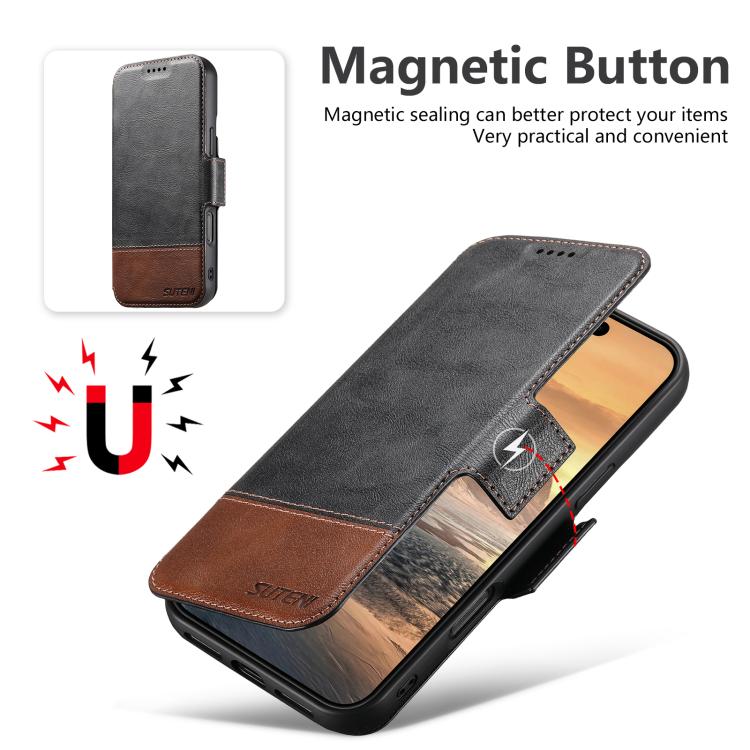 For iPhone 17 Suteni Q06 2-in-1 Multi-function Detachable Wallet MagSafe Phone Case(Black) by Suteni