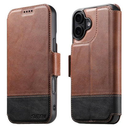 For iPhone 17 Suteni Q06 2-in-1 Multi-function Detachable Wallet MagSafe Phone Case(Brown) by Suteni