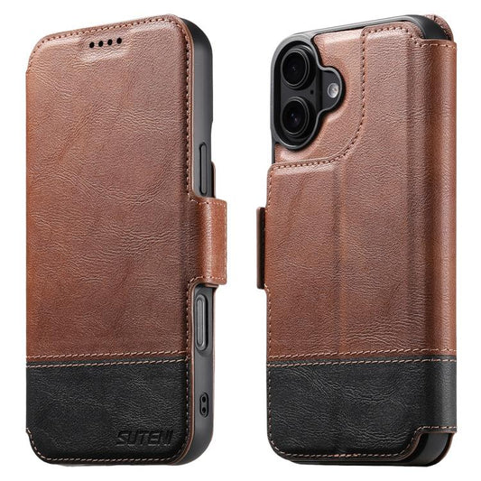 For iPhone 17 Suteni Q06 2-in-1 Multi-function Detachable Wallet MagSafe Phone Case(Brown) by Suteni