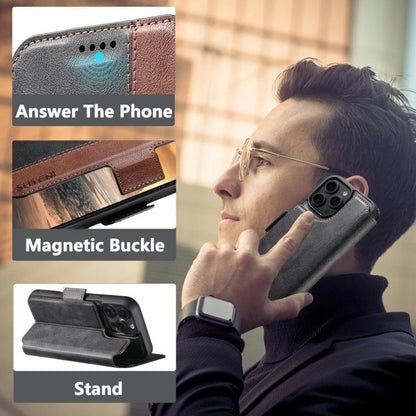 For iPhone Air Suteni Q07 2-in-1 Multi-function Detachable Wallet MagSafe Phone Case(Black) by Suteni