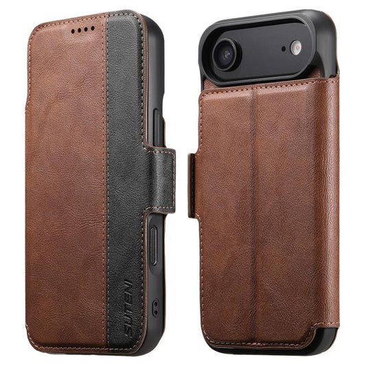 For iPhone Air Suteni Q07 2-in-1 Multi-function Detachable Wallet MagSafe Phone Case(Brown) by Suteni