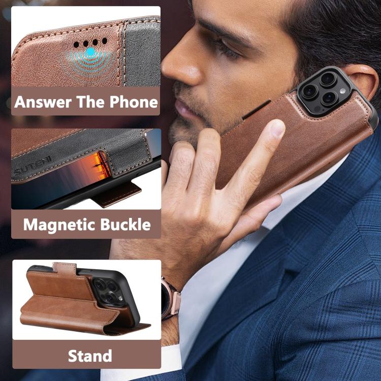 For iPhone Air Suteni Q07 2-in-1 Multi-function Detachable Wallet MagSafe Phone Case(Brown) by Suteni