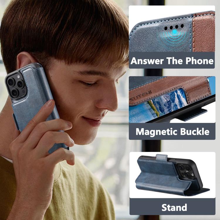 For iPhone Air Suteni Q07 2-in-1 Multi-function Detachable Wallet MagSafe Phone Case(Blue) by Suteni