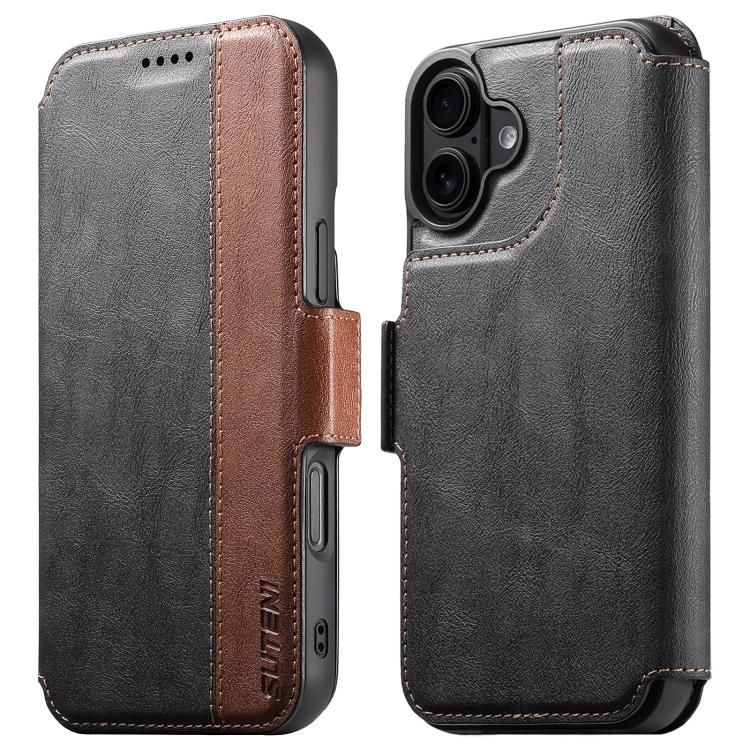 For iPhone 17 Suteni Q07 2-in-1 Multi-function Detachable Wallet MagSafe Phone Case(Black) by Suteni