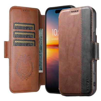 For iPhone 17 Suteni Q07 2-in-1 Multi-function Detachable Wallet MagSafe Phone Case(Brown) by Suteni
