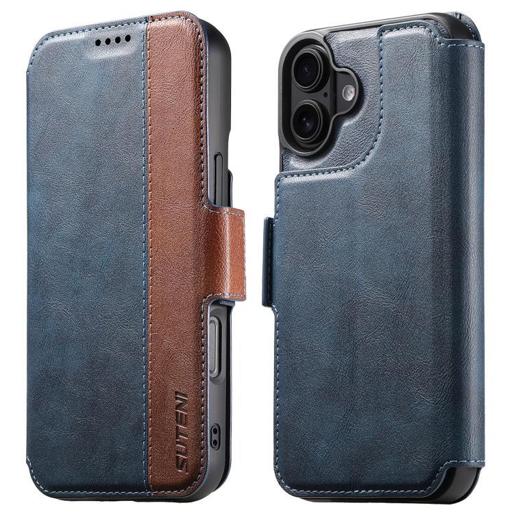 For iPhone 17 Suteni Q07 2-in-1 Multi-function Detachable Wallet MagSafe Phone Case(Blue) by Suteni