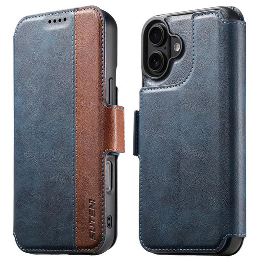 For iPhone 17 Suteni Q07 2-in-1 Multi-function Detachable Wallet MagSafe Phone Case(Blue) by Suteni