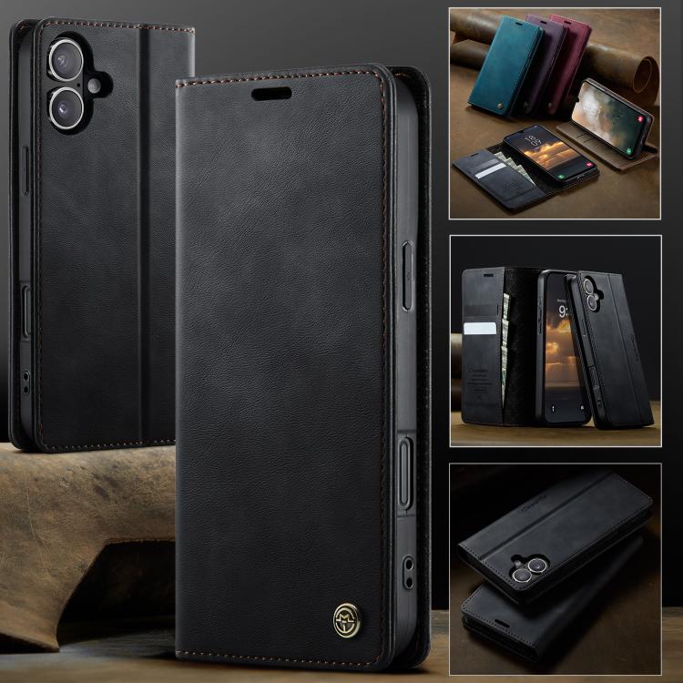For iPhone 17 CaseMe 033 Calf Leather Lining Microfibre RFID Blocking Phone Case(Black) by CaseMe