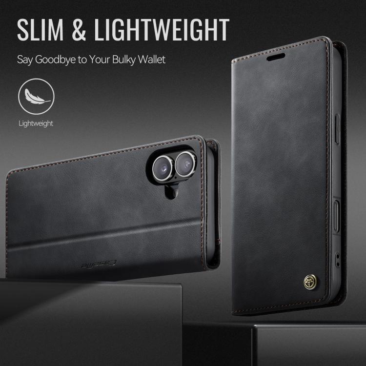 For iPhone 17 CaseMe 033 Calf Leather Lining Microfibre RFID Blocking Phone Case(Black) by CaseMe
