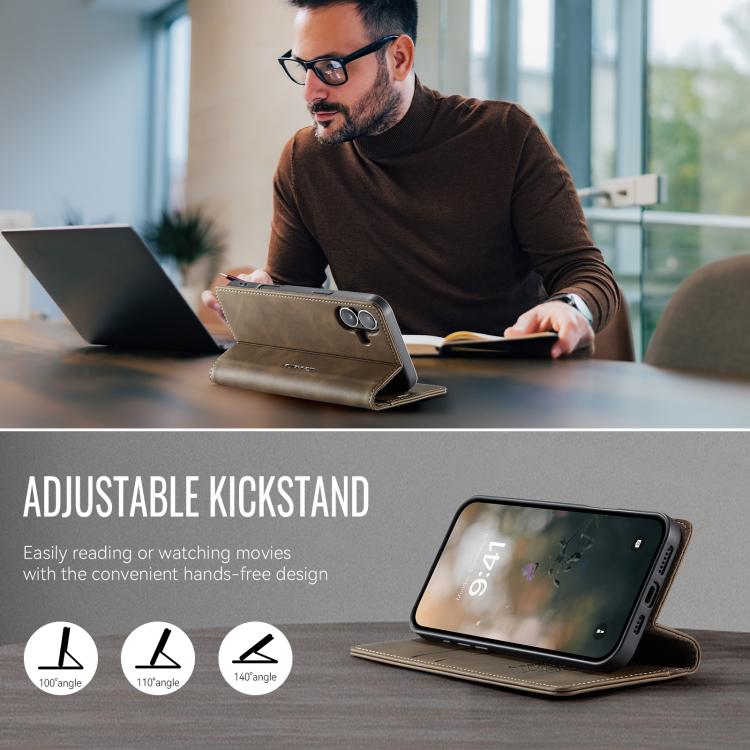 For iPhone 17 CaseMe 033 Calf Leather Lining Microfibre RFID Blocking Phone Case(Coffee) by CaseMe