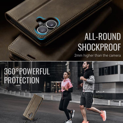 For iPhone 17 CaseMe 033 Calf Leather Lining Microfibre RFID Blocking Phone Case(Coffee) by CaseMe