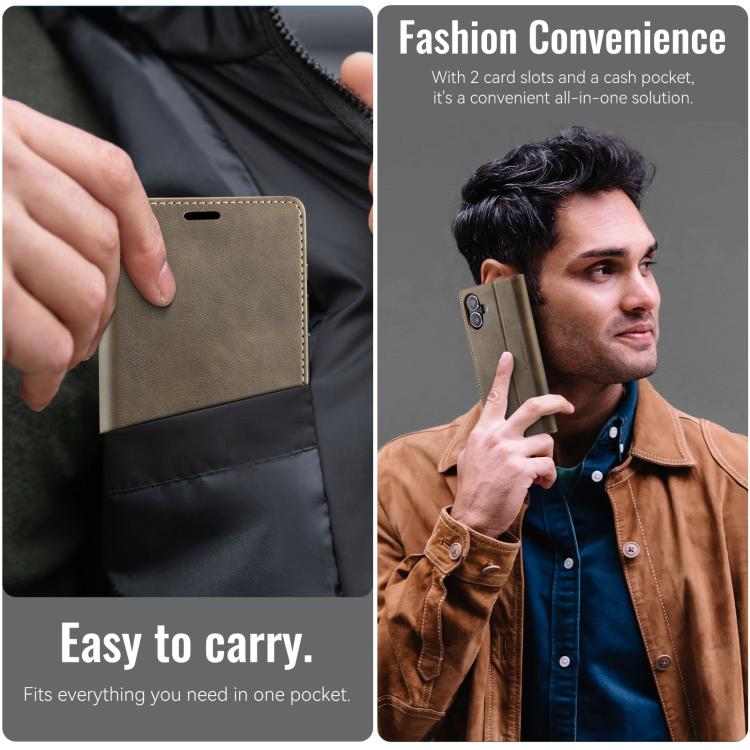 For iPhone 17 CaseMe 033 Calf Leather Lining Microfibre RFID Blocking Phone Case(Coffee) by CaseMe