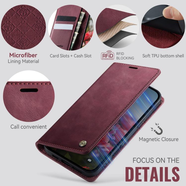 For iPhone 17 CaseMe 033 Calf Leather Lining Microfibre RFID Blocking Phone Case(Red) by CaseMe