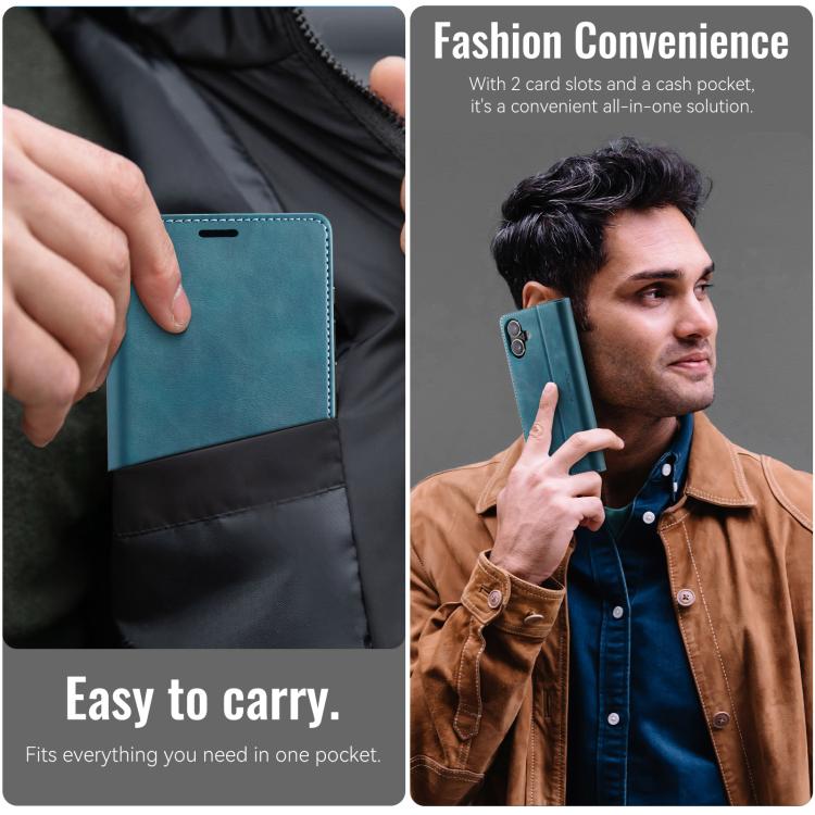 For iPhone 17 CaseMe 033 Calf Leather Lining Microfibre RFID Blocking Phone Case(Green) by CaseMe