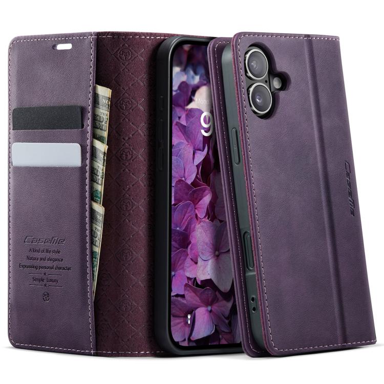 For iPhone 17 CaseMe 033 Calf Leather Lining Microfibre RFID Blocking Phone Case(Purple) by CaseMe