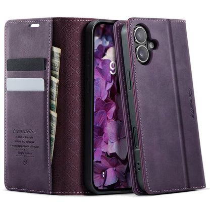 For iPhone 17 CaseMe 033 Calf Leather Lining Microfibre RFID Blocking Phone Case(Purple) by CaseMe