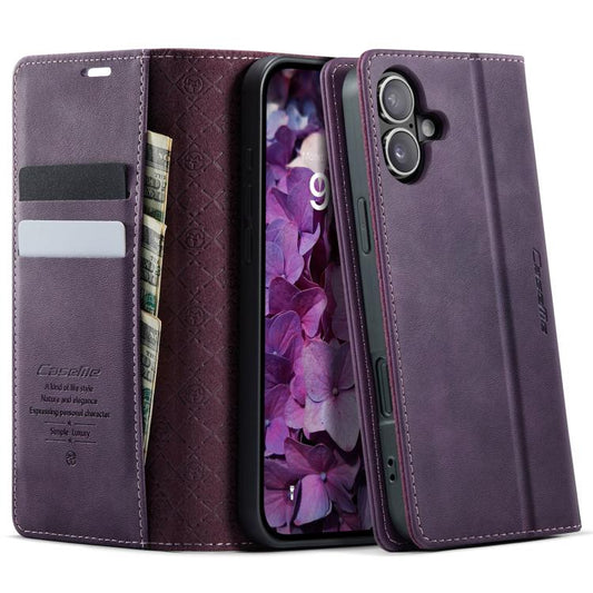 For iPhone 17 CaseMe 033 Calf Leather Lining Microfibre RFID Blocking Phone Case(Purple) by CaseMe