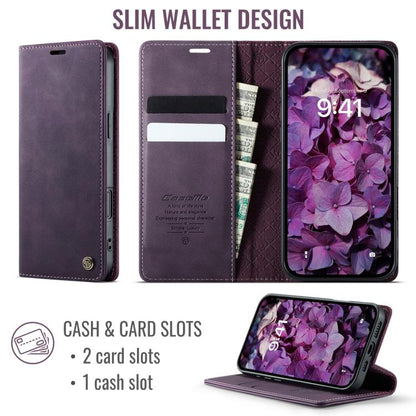 For iPhone 17 CaseMe 033 Calf Leather Lining Microfibre RFID Blocking Phone Case(Purple) by CaseMe