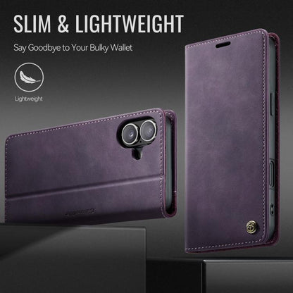 For iPhone 17 CaseMe 033 Calf Leather Lining Microfibre RFID Blocking Phone Case(Purple) by CaseMe