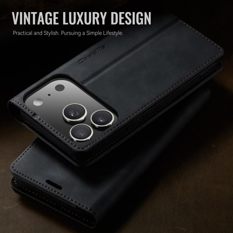 For iPhone 17 Pro Max CaseMe 033 Calf Leather Lining Microfibre RFID Blocking Phone Case(Black) by CaseMe