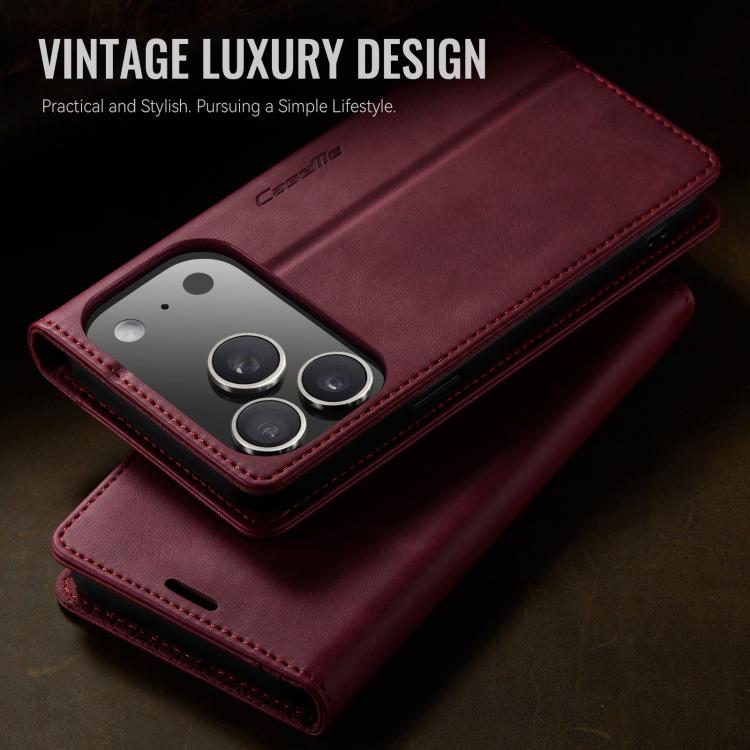 For iPhone 17 Pro Max CaseMe 033 Calf Leather Lining Microfibre RFID Blocking Phone Case(Red) by CaseMe