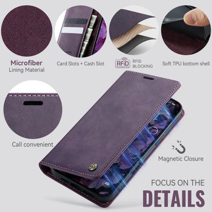 For iPhone 17 Pro Max CaseMe 033 Calf Leather Lining Microfibre RFID Blocking Phone Case(Purple) by CaseMe