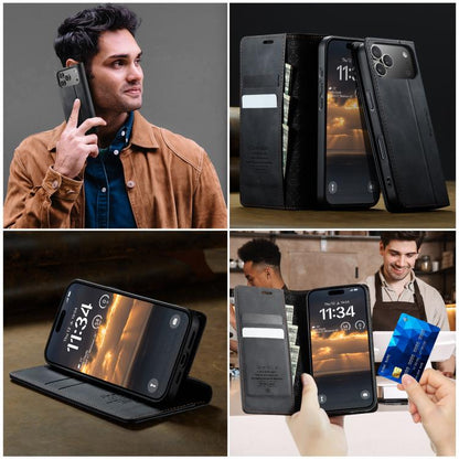 For iPhone 17 Pro CaseMe 033 Calf Leather Lining Microfibre RFID Blocking Phone Case(Black) by CaseMe