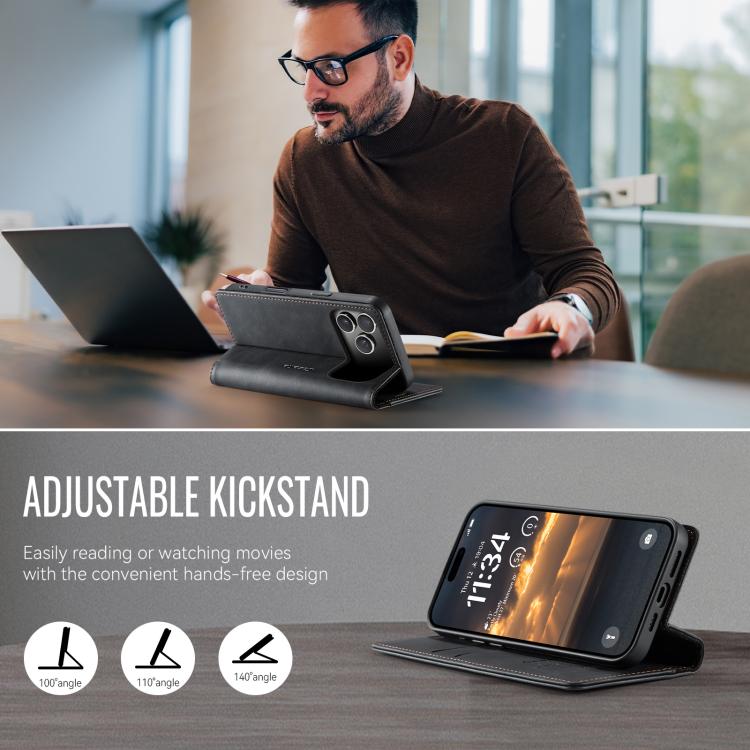 For iPhone 17 Pro CaseMe 033 Calf Leather Lining Microfibre RFID Blocking Phone Case(Black) by CaseMe