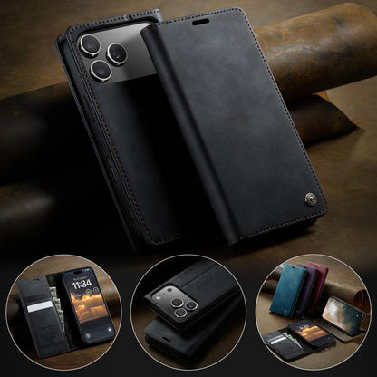 For iPhone 17 Pro CaseMe 033 Calf Leather Lining Microfibre RFID Blocking Phone Case(Black) by CaseMe