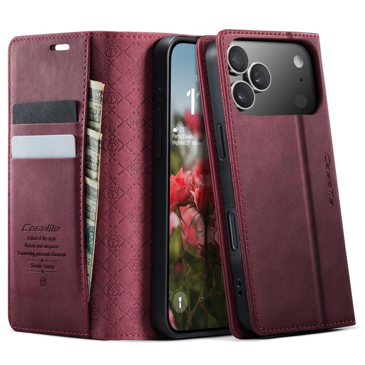 For iPhone 17 Pro CaseMe 033 Calf Leather Lining Microfibre RFID Blocking Phone Case(Red) by CaseMe