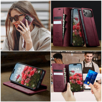 For iPhone 17 Pro CaseMe 033 Calf Leather Lining Microfibre RFID Blocking Phone Case(Red) by CaseMe