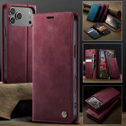 For iPhone 17 Pro CaseMe 033 Calf Leather Lining Microfibre RFID Blocking Phone Case(Red) by CaseMe