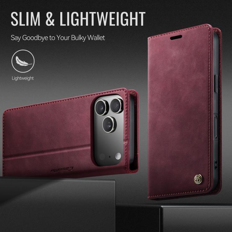 For iPhone 17 Pro CaseMe 033 Calf Leather Lining Microfibre RFID Blocking Phone Case(Red) by CaseMe