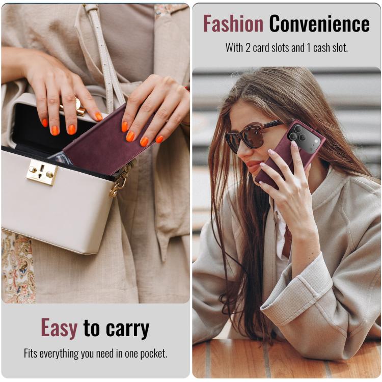 For iPhone 17 Pro CaseMe 033 Calf Leather Lining Microfibre RFID Blocking Phone Case(Red) by CaseMe