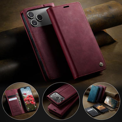 For iPhone 17 Pro CaseMe 033 Calf Leather Lining Microfibre RFID Blocking Phone Case(Red) by CaseMe