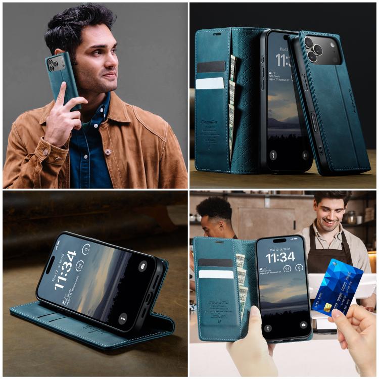 For iPhone 17 Pro CaseMe 033 Calf Leather Lining Microfibre RFID Blocking Phone Case(Green) by CaseMe